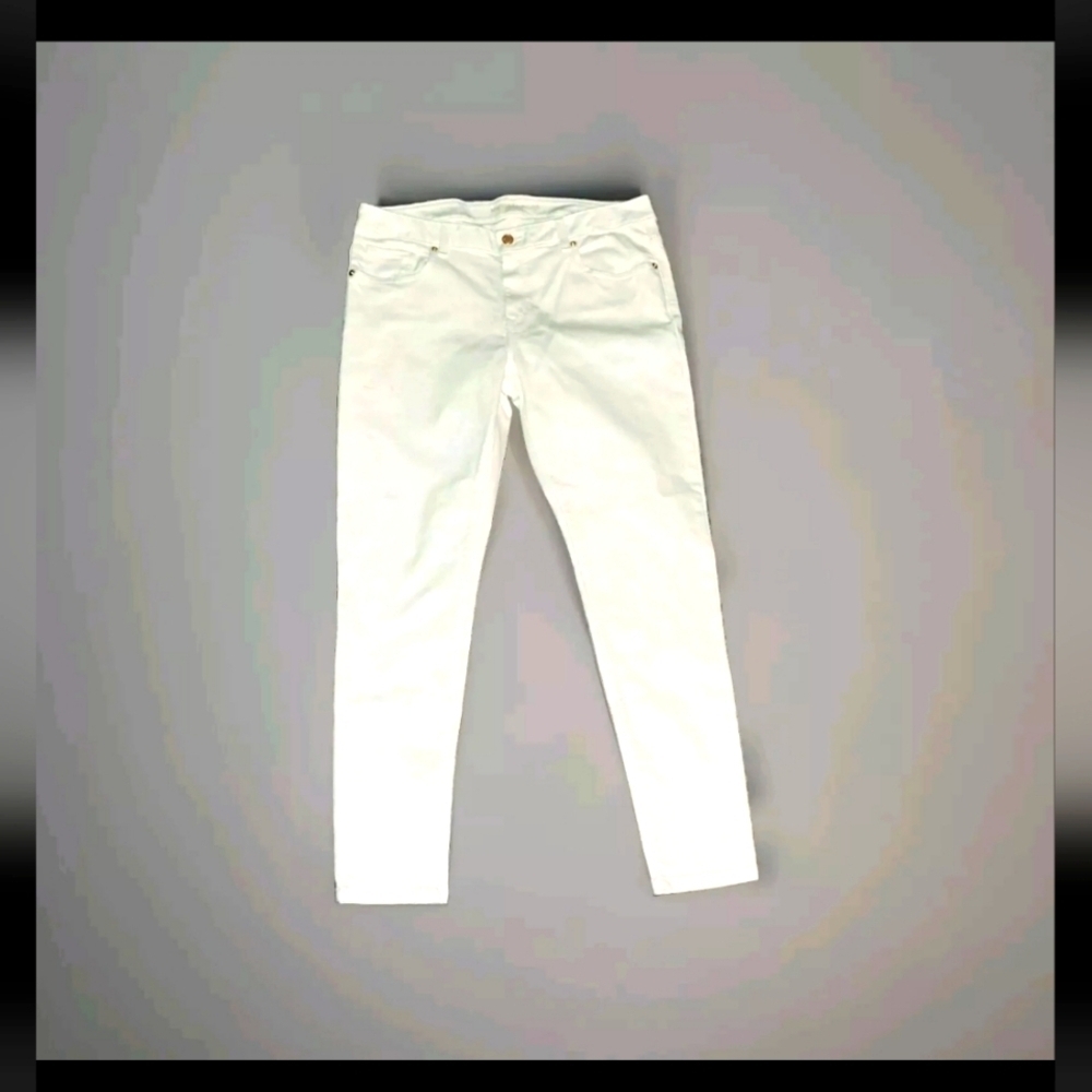 Michael Kors Jet Set White Demin Pants Skinny Leg Jeans Bottoms Size 12 B21#4